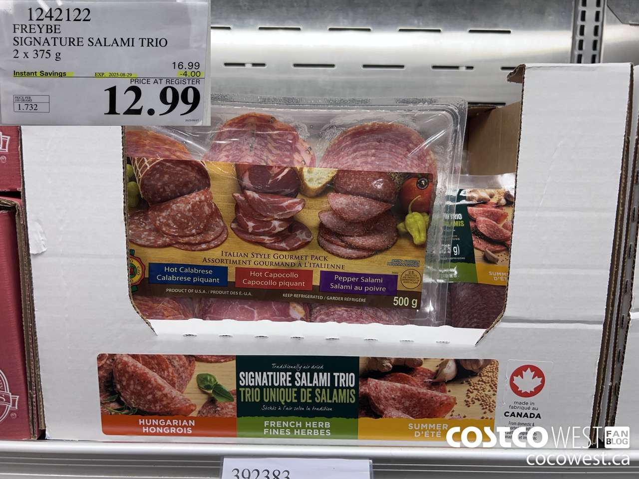 1242122 FREYBE SIGNATURE SALAMI TRIO 2 X 375 G ($4.00 INSTANT SAVINGS EXPIRES ON 2025-08-29) $12.99