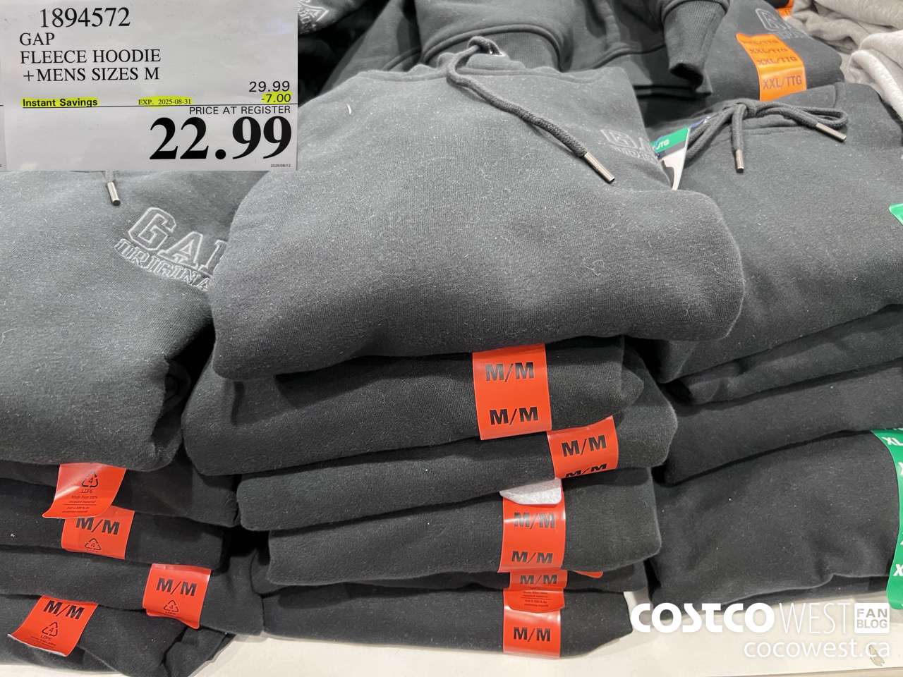 1894572 GAP FLEECE HOODIE MENS SIZES M ($7.00 INSTANT SAVINGS EXPIRES ON 2025-08-31) $22.99