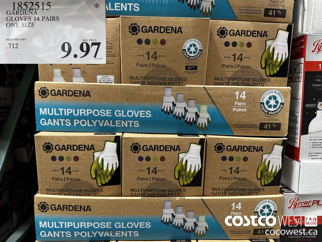 1852515 GARDENA GLOVES 14 PAIR ONE SIZE $9.97