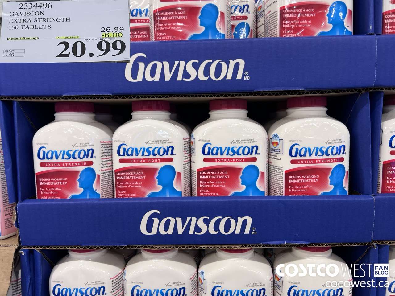 2334496 GAVISCON EXTRA STRENGTH 150 TABLETS ($6.00 INSTANT SAVINGS EXPIRES ON 2025-08-31) $20.99