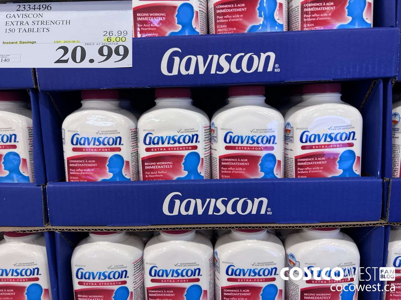 2334496 GAVISCON EXTRA STRENGTH 150 TABLETS ($6.00 INSTANT SAVINGS EXPIRES ON 2025-08-31) $20.99