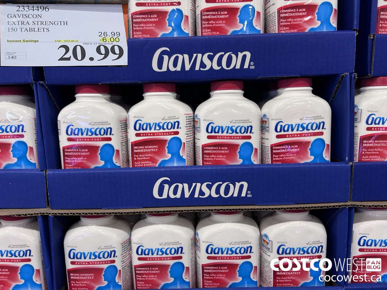 2334496 GAVISCON EXTRA STRENGTH 150 TABLETS ($6.00 INSTANT SAVINGS EXPIRES ON 2025-08-31) $20.99