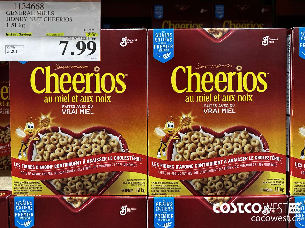 1134668 GENERAL MILLS HONEY NUT CHEERIOS 1.51 kg ($2.00 INSTANT SAVINGS EXPIRES ON 2025-08-03) $7.99