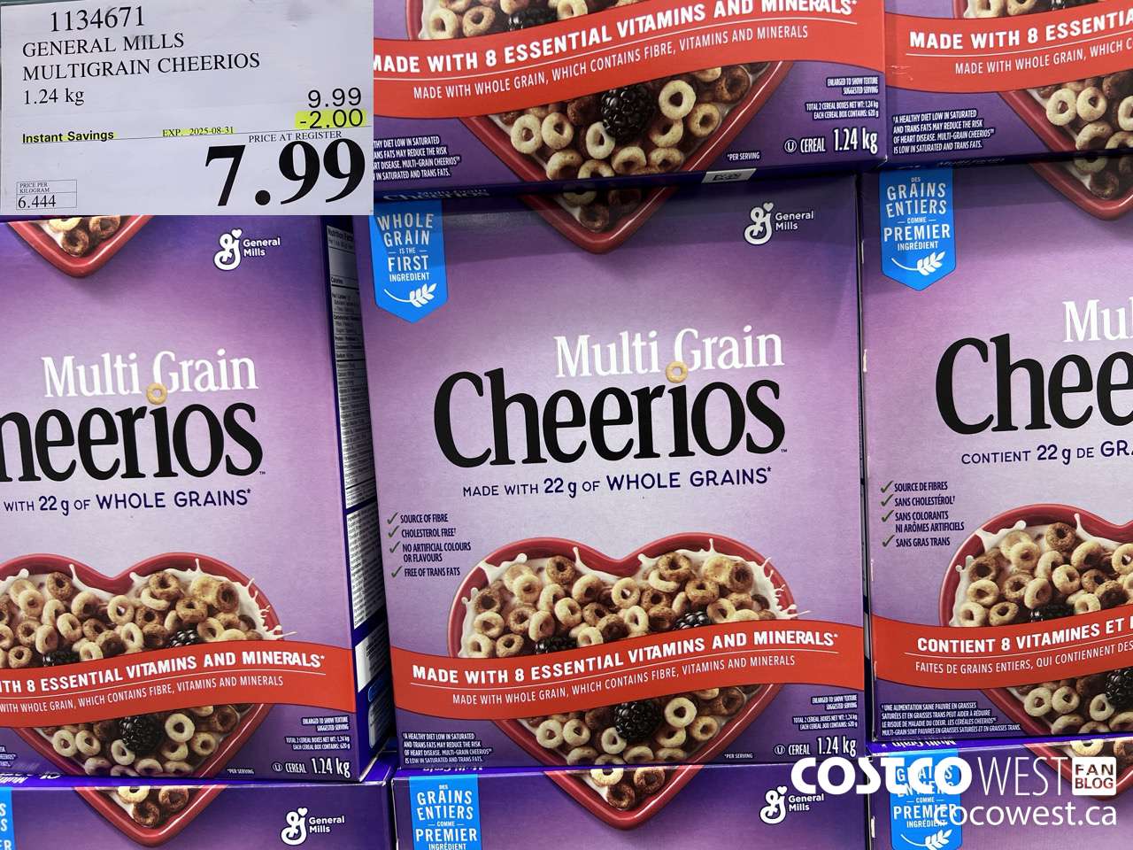 1134671 GENERAL MILLS MULTIGRAIN CHEERIOS 1.24 kg ($2.00 INSTANT SAVINGS EXPIRES ON 2025-08-31) $7.99