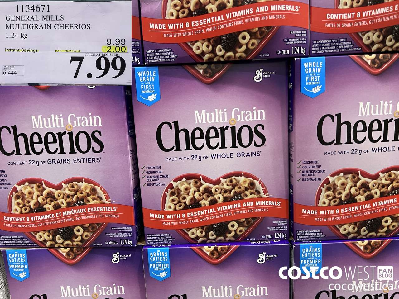 1134671 GENERAL MILLS MULTIGRAIN CHEERIOS 1.24 kg ($2.00 INSTANT SAVINGS EXPIRES ON 2025-08-31) $7.99