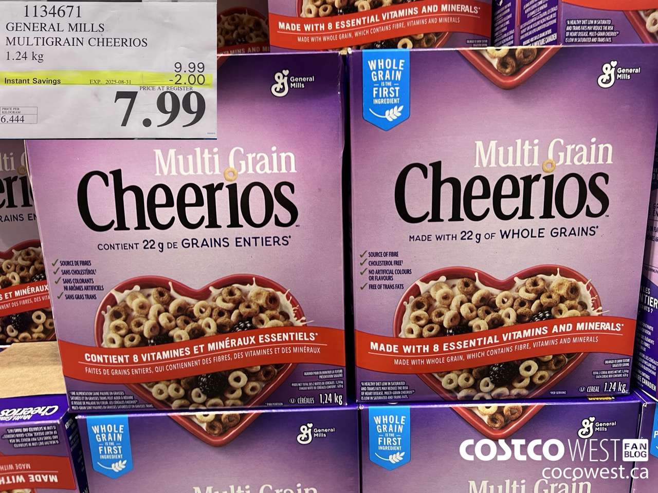 1134671 GENERAL MILLS MULTIGRAIN CHEERIOS 1.24 kg ($2.00 INSTANT SAVINGS EXPIRES ON 2025-08-31) $7.99