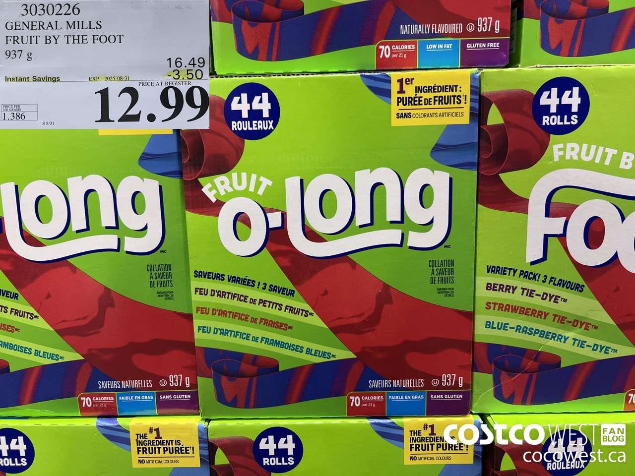 3030226 GENERAL MILLS FRUIT BY THE FOOT 44 ct ($3.50 INSTANT SAVINGS EXPIRES ON 2025-08-31) $12.99