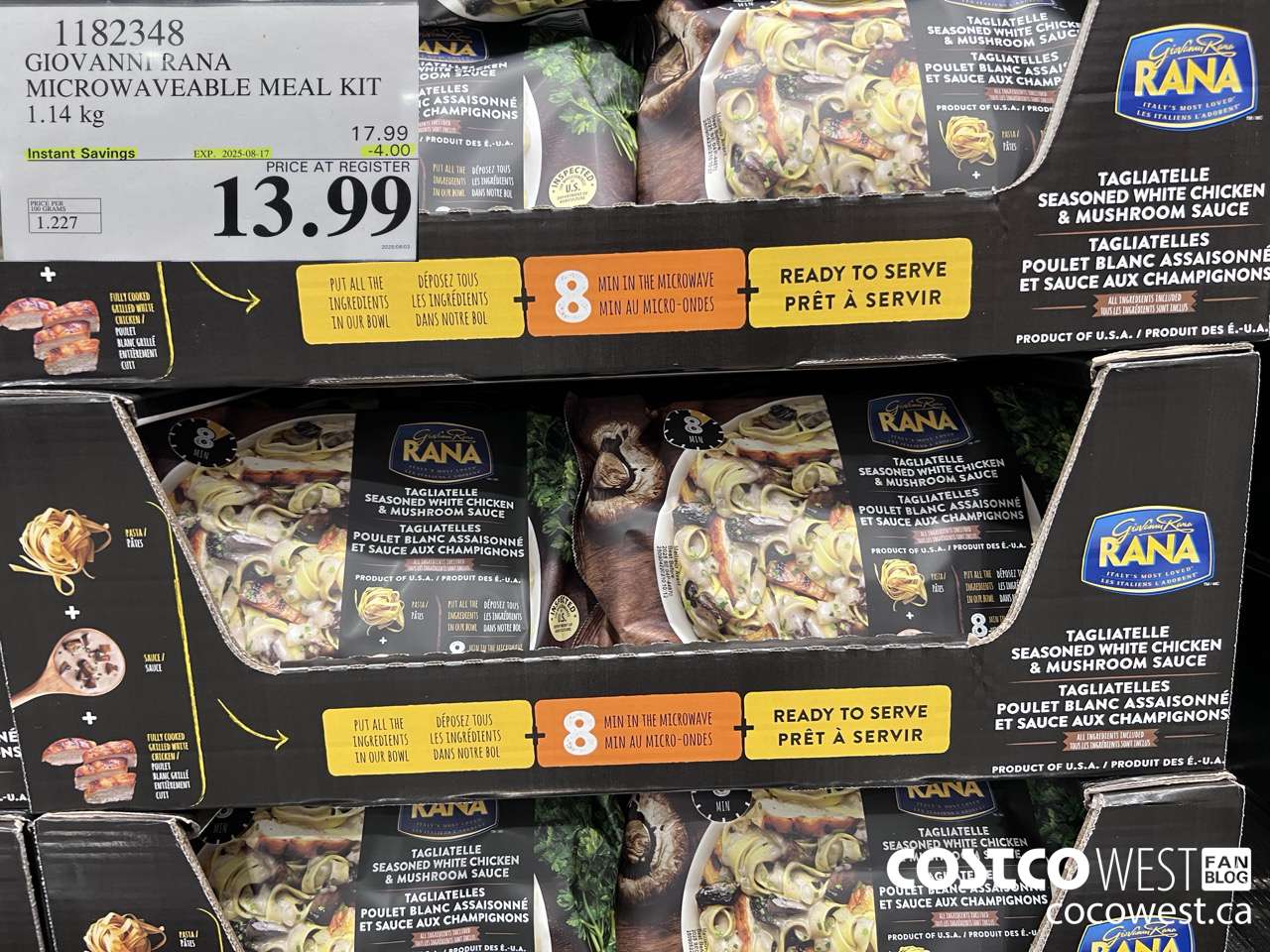 1182348 GIOVANNI RANA MICROWAVEABLE MEAL KIT 1.14 kg ($4.00 INSTANT SAVINGS EXPIRES ON 2025-08-17) $13.99