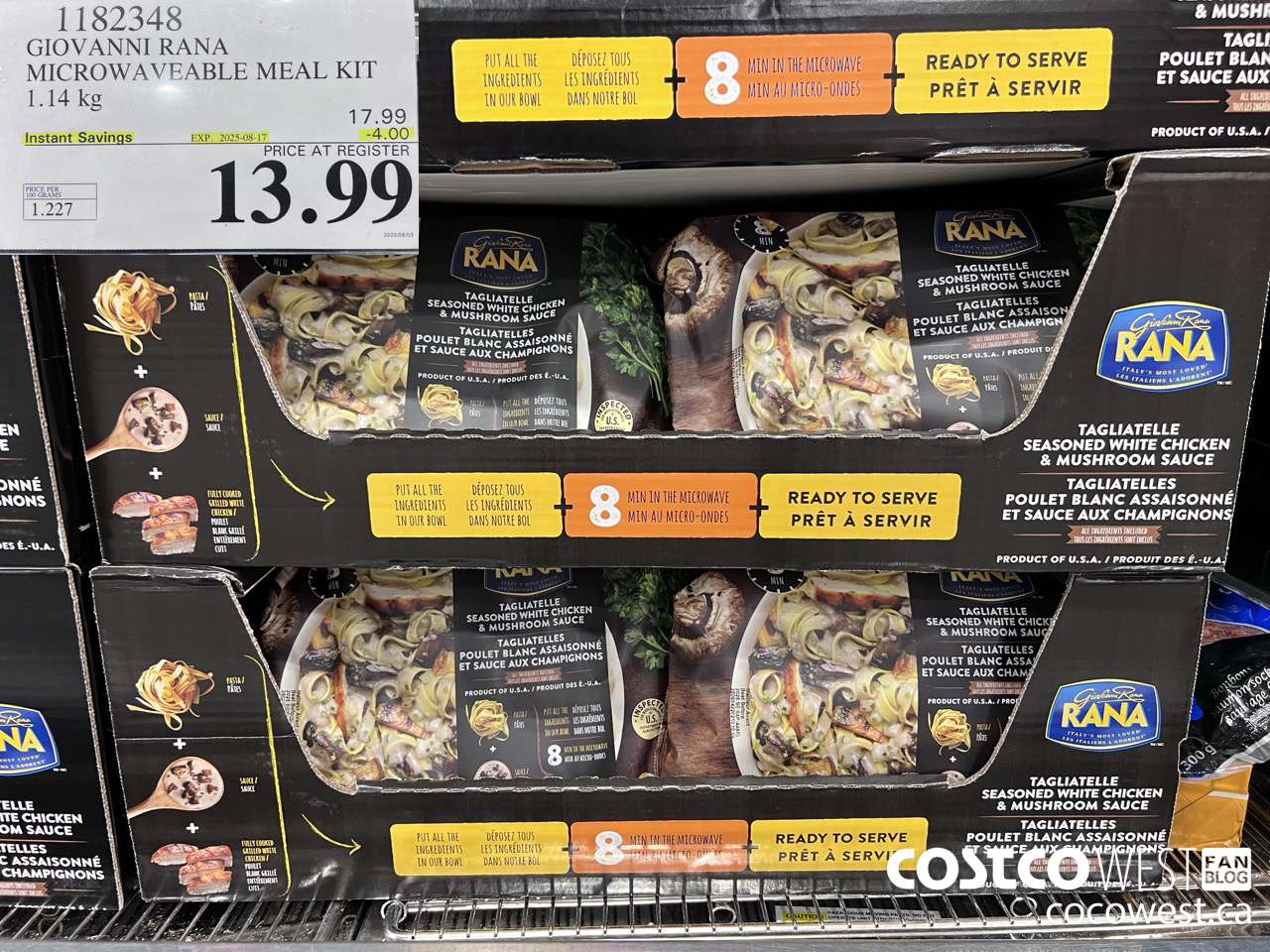 1182348 GIOVANNI RANA MICROWAVEABLE MEAL KIT 1.14 kg ($4.00 INSTANT SAVINGS EXPIRES ON 2025-08-17) $13.99