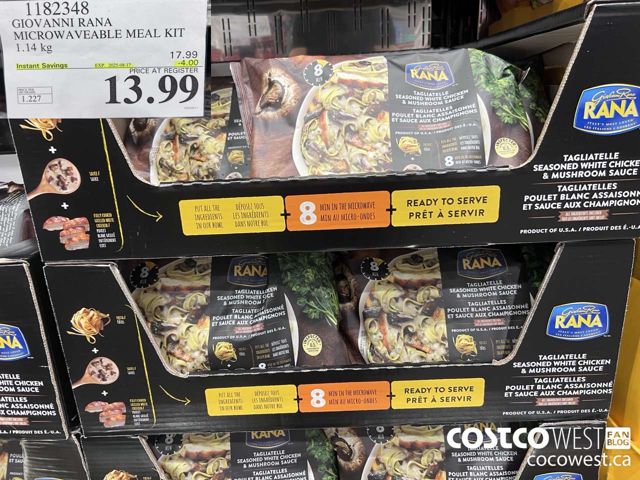 1182348 GIOVANNI RANA MICROWAVEABLE MEAL KIT 1.14 kg ($4.00 INSTANT SAVINGS EXPIRES ON 2025-08-17) $13.99