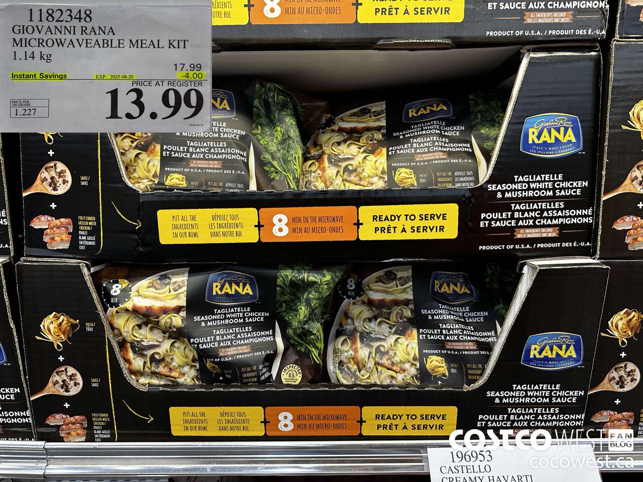1182348 GIOVANNI RANA MICROWAVEABLE MEAL KIT 1.14 kg ($4.00 INSTANT SAVINGS EXPIRES ON 2025-08-20) $13.99