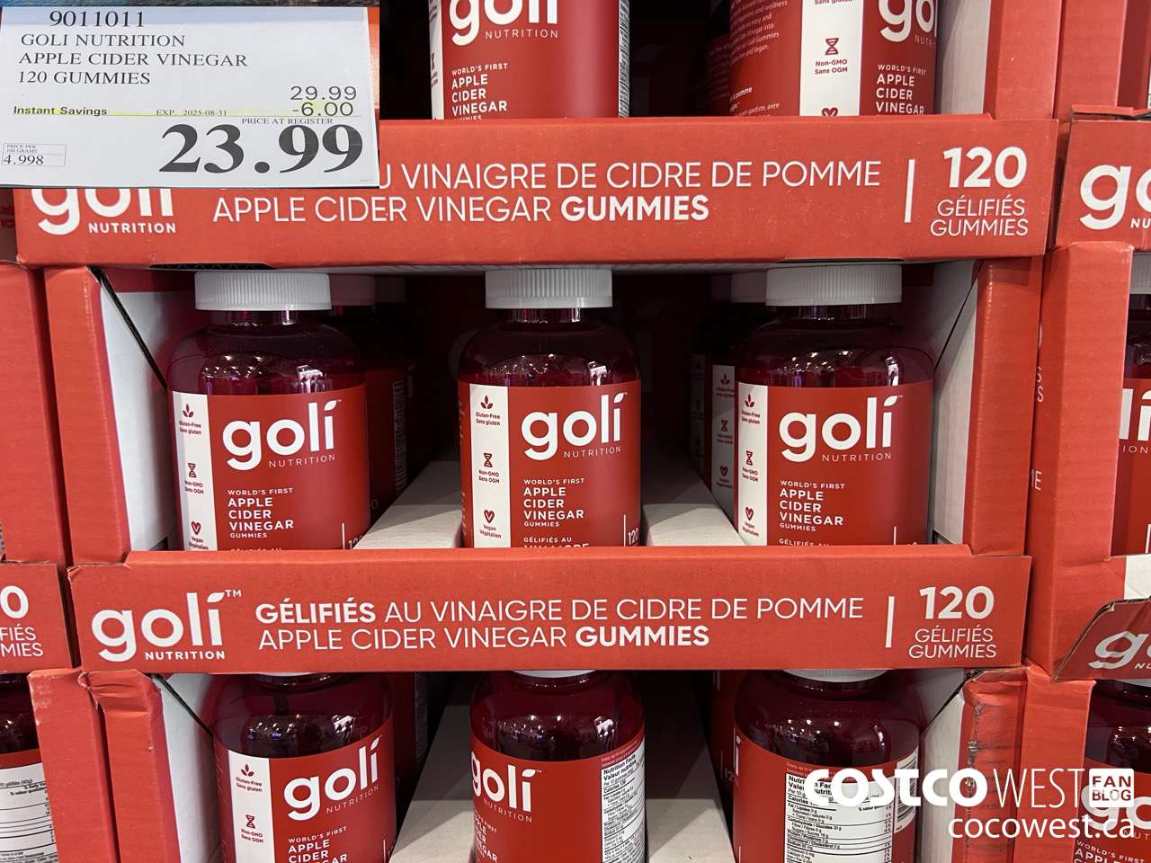 9011011 GOLI APPLE CIDER VINEGAR 120 VEGAN GUMMIES ($6.00 INSTANT SAVINGS EXPIRES ON 2025-08-31) $23.99