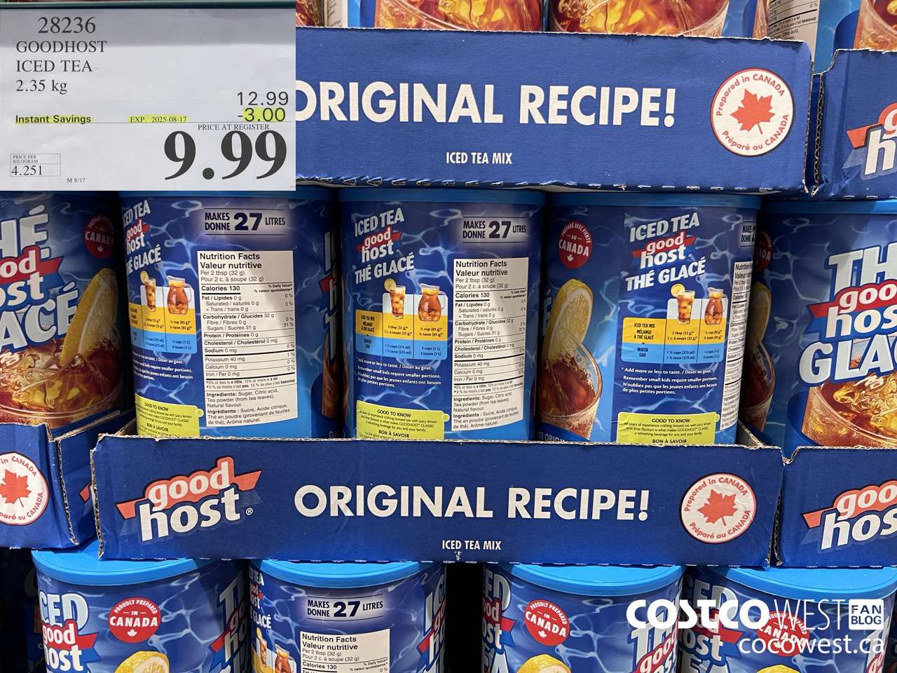 28236 GOODHOST ICED TEA 2.35 kg ($3.00 INSTANT SAVINGS EXPIRES ON 2025-08-17) $9.99