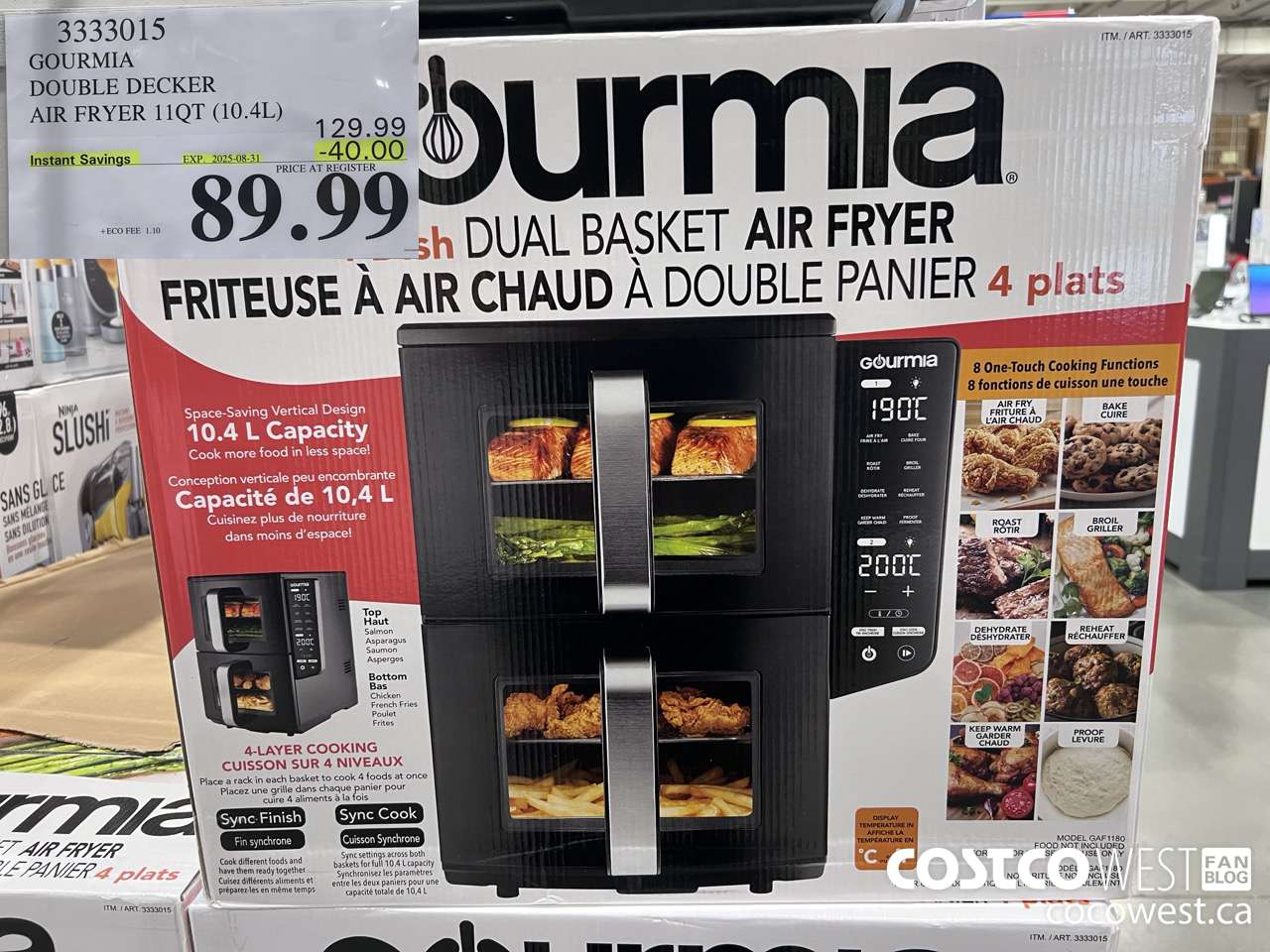 3333015 GOURMIA DOUBLE DECKER AIR FRYER 11QT (10.4L) ($40.00 INSTANT SAVINGS EXPIRES ON 2025-08-31) $89.99