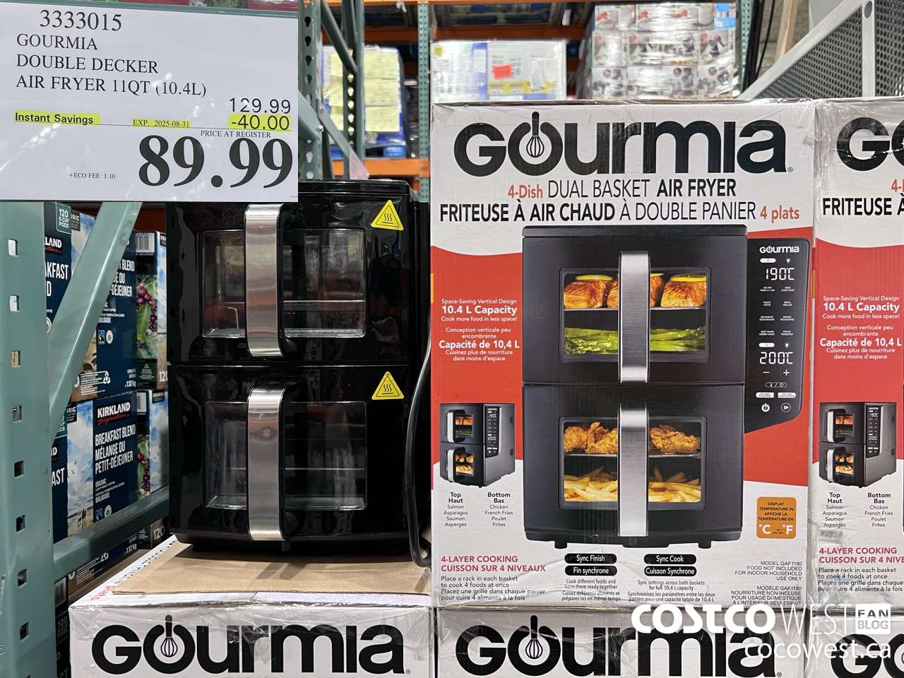 3333015 GOURMIA DOUBLE DECKER AIR FRYER 11QT (10.4L) ($40.00 INSTANT SAVINGS EXPIRES ON 2025-08-31) $89.99