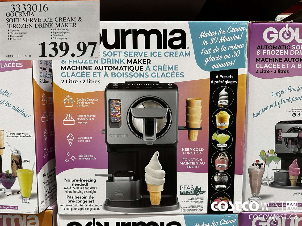 3333016 GOURMIA SOFT SERVE ICE CREAM & FROZEN DRINK MAKER $139.97