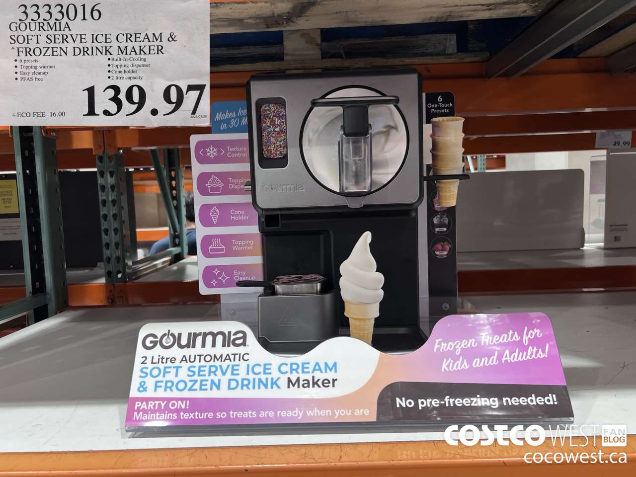 3333016 GOURMIA SOFT SERVE ICE CREAM & FROZEN DRINK MAKER $139.97