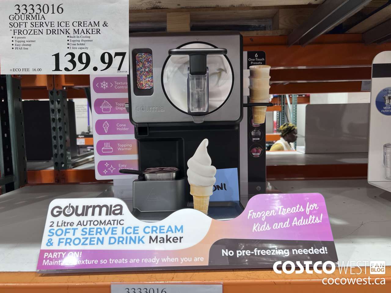 3333016 GOURMIA SOFT SERVE ICE CREAM & FROZEN DRINK MAKER $139.97