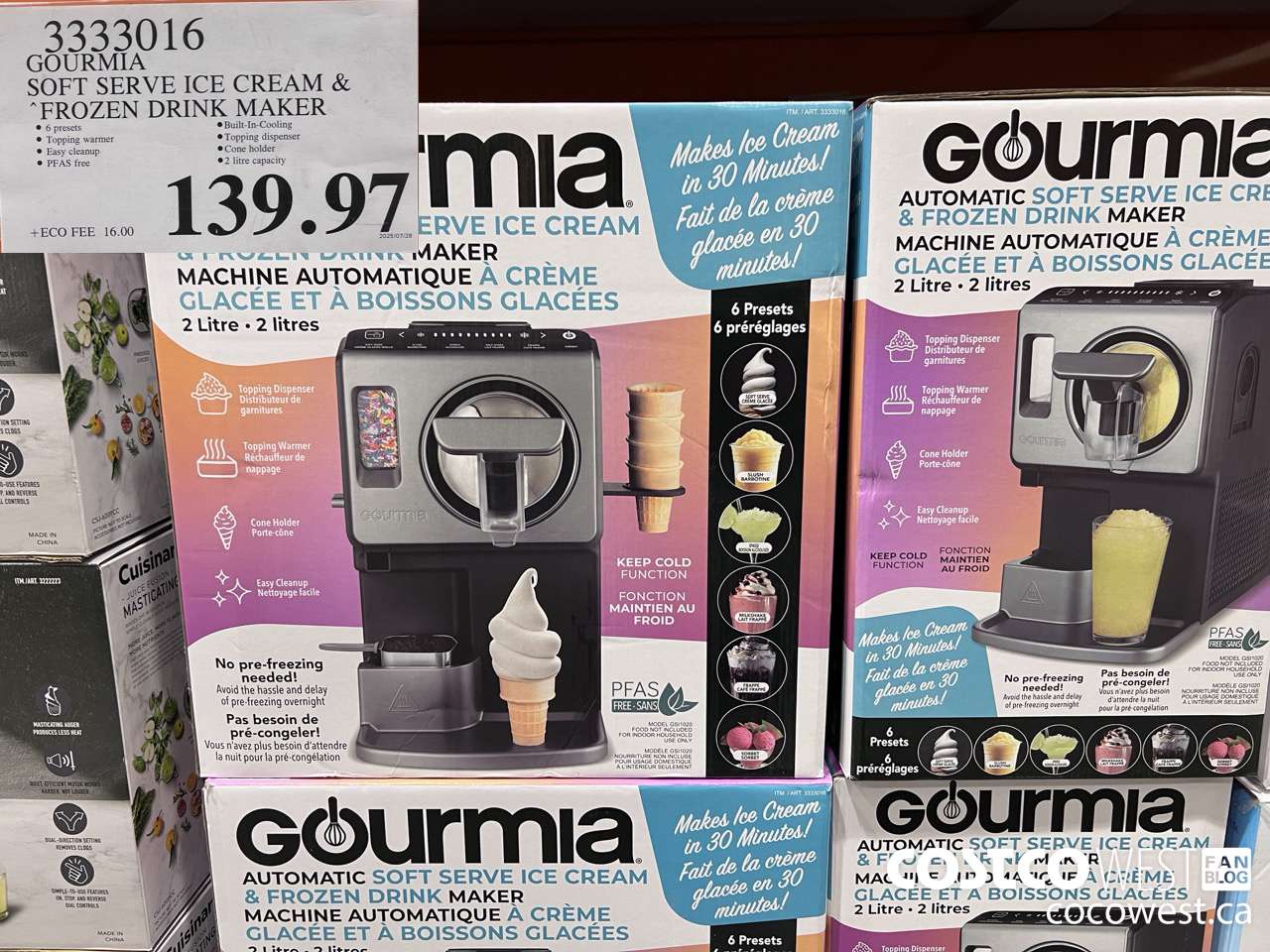 3333016 GOURMIA SOFT SERVE ICE CREAM & FROZEN DRINK MAKER $139.97