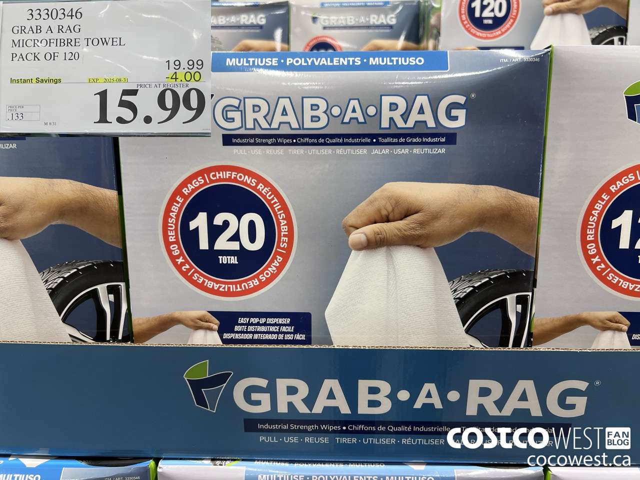 3330346 GRAB A RAG MICROFIBRE TOWEL PACK OF 120 ($4.00 INSTANT SAVINGS EXPIRES ON 2025-08-31) $15.99