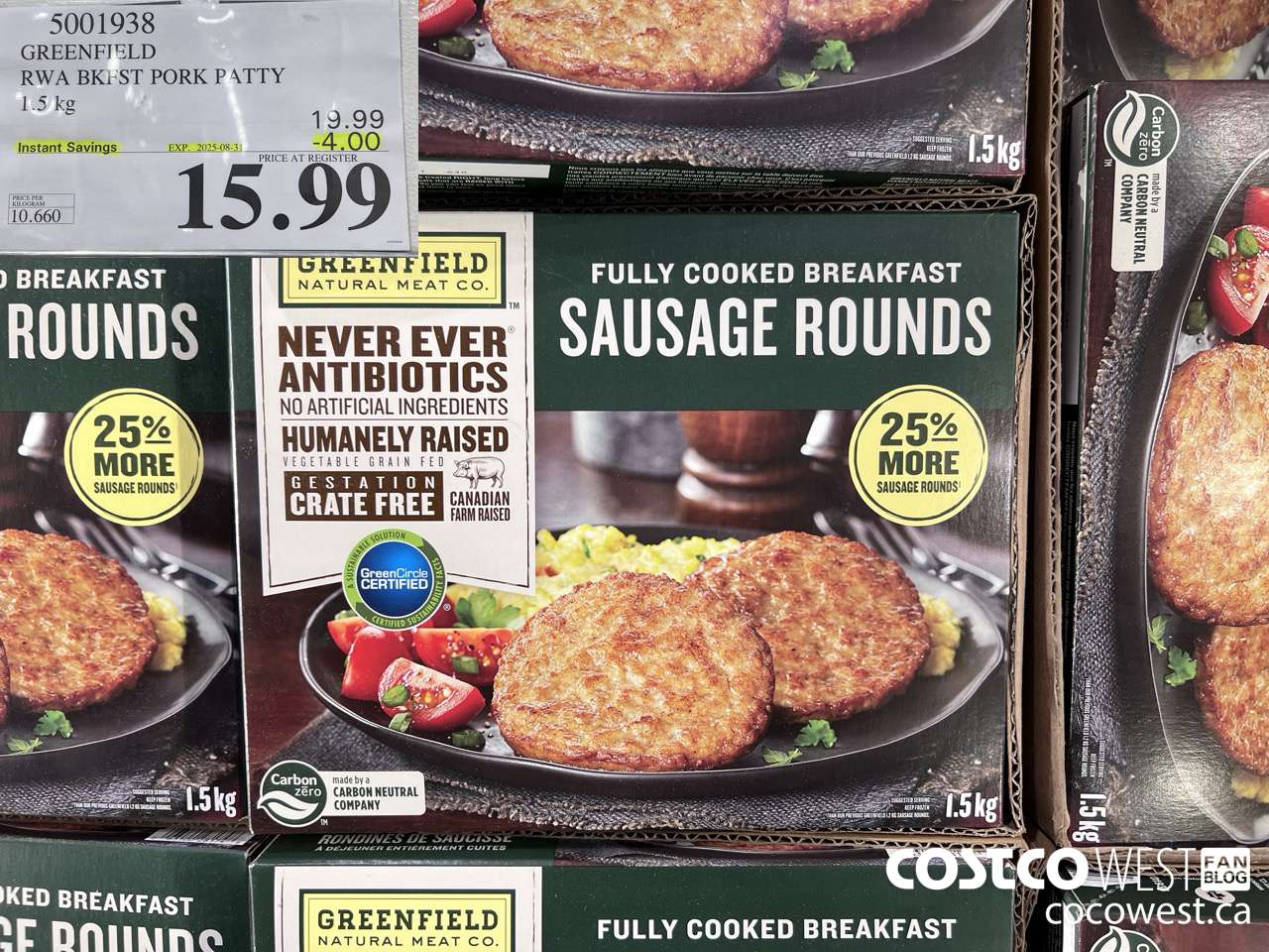 5001938 GREENFIELD RWA BKFST PORK PATTY 1.5KG ($4.00 INSTANT SAVINGS EXPIRES ON 2025-08-31) $15.99