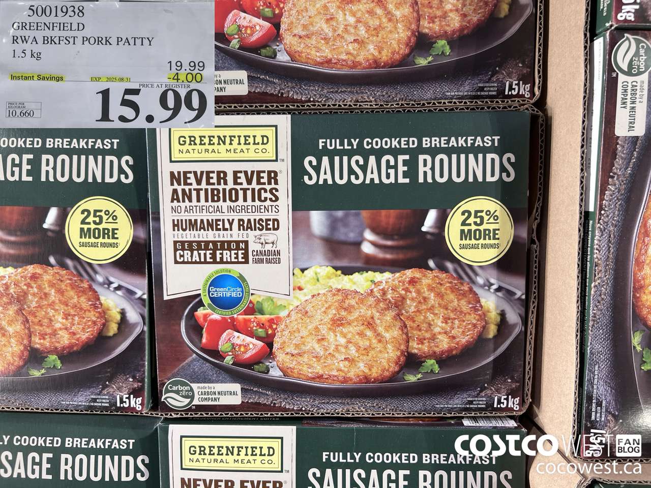 5001938 GREENFIELD RWA BKFST PORK PATTY 1.5KG ($4.00 INSTANT SAVINGS EXPIRES ON 2025-08-31) $15.99