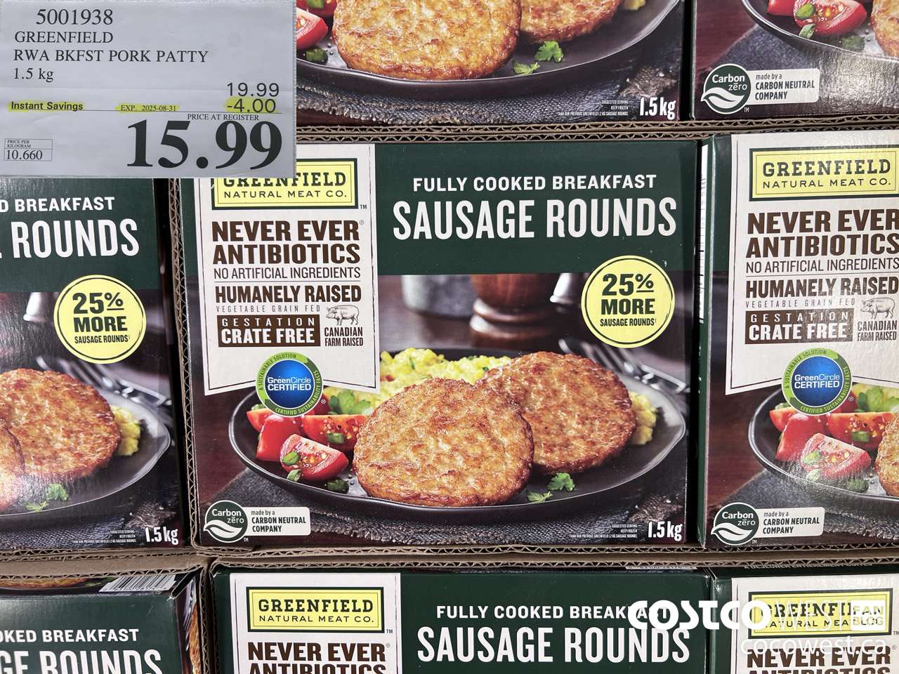 5001938 GREENFIELD RWA BKFST PORK PATTY 1.5KG ($4.00 INSTANT SAVINGS EXPIRES ON 2025-08-31) $15.99