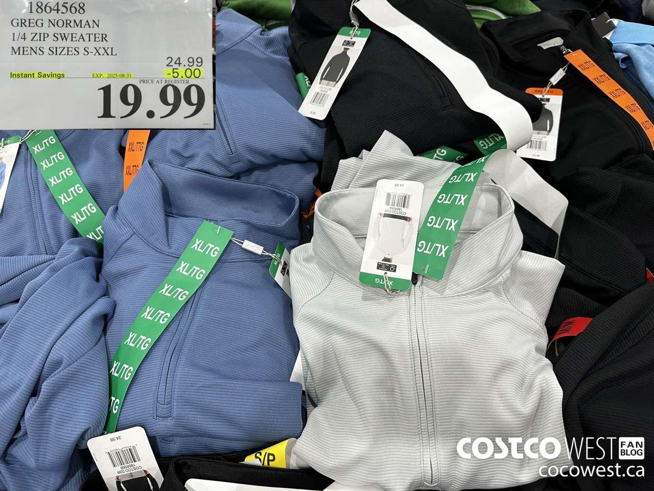 1864568 GREG NORMAN 1/4 ZIP SWEATER MENS SIZES S-XXL ($5.00 INSTANT SAVINGS EXPIRES ON 2025-08-31) $19.99