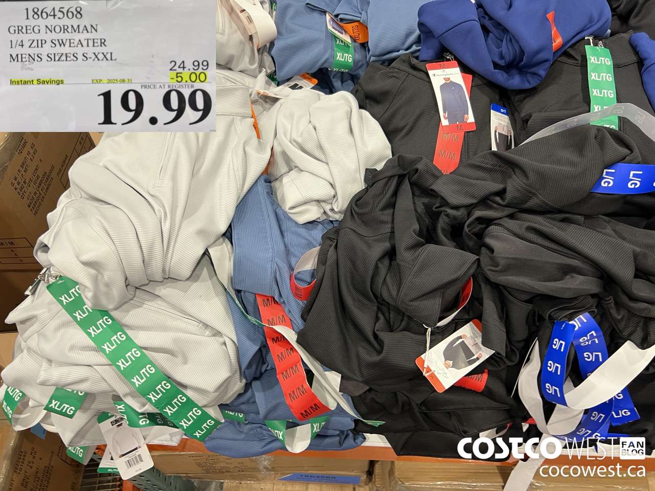 1864568 GREG NORMAN 1/4 ZIP SWEATER MENS SIZES S-XXL ($5.00 INSTANT SAVINGS EXPIRES ON 2025-08-31) $19.99