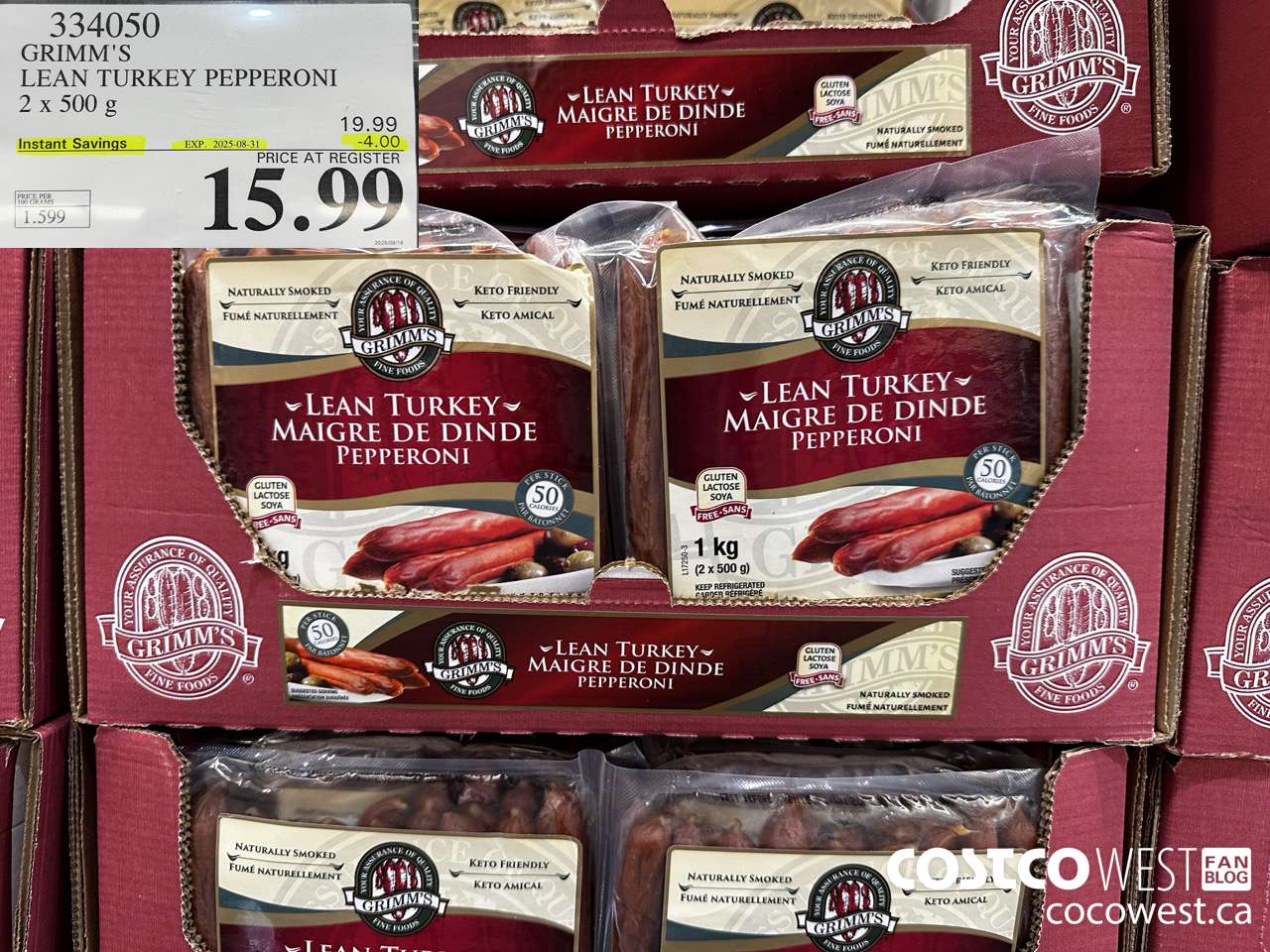 334050 GRIMM'S YOURS NATURALLY TURKEY PEPPERONI 1 kg ($4.00 INSTANT SAVINGS EXPIRES ON 2025-08-31) $15.99