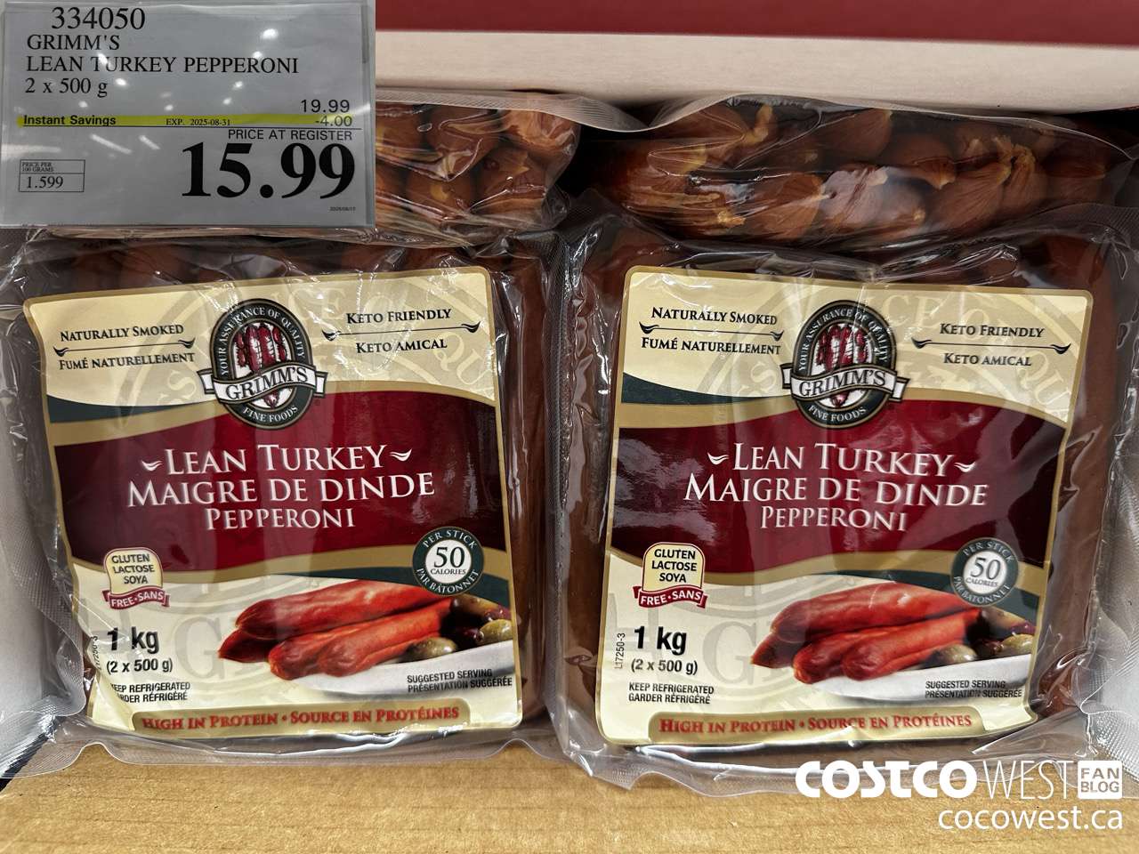 334050 GRIMM'S YOURS NATURALLY TURKEY PEPPERONI 1 kg ($4.00 INSTANT SAVINGS EXPIRES ON 2025-08-31) $15.99