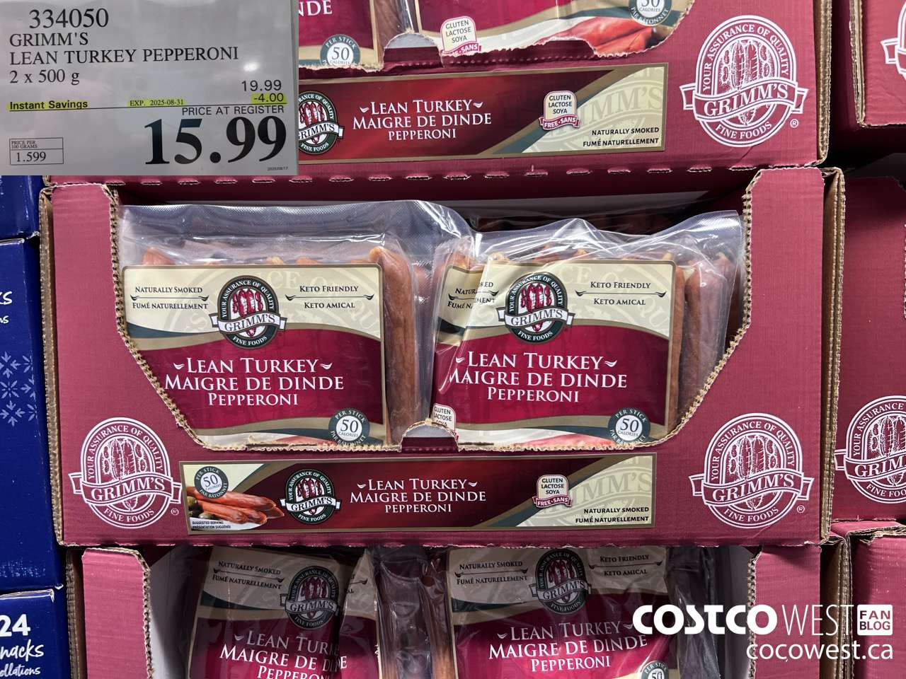 334050 GRIMM'S YOURS NATURALLY TURKEY PEPPERONI 1 kg ($4.00 INSTANT SAVINGS EXPIRES ON 2025-08-31) $15.99