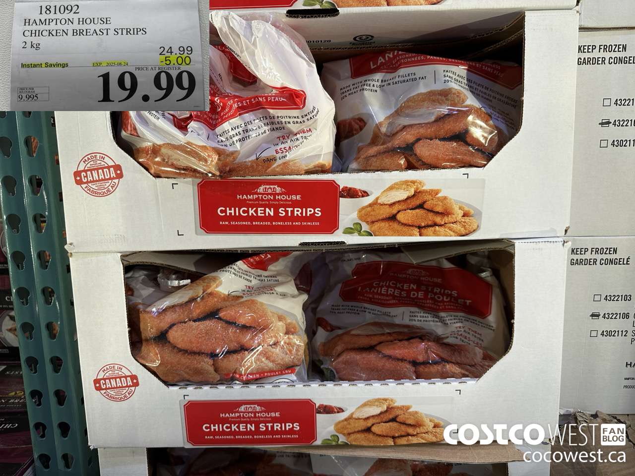 181092 HAMPTON HOUSE CHICKEN BREAST STRIPS 2 kg ($5.00 INSTANT SAVINGS EXPIRES ON 2025-08-24) $19.99