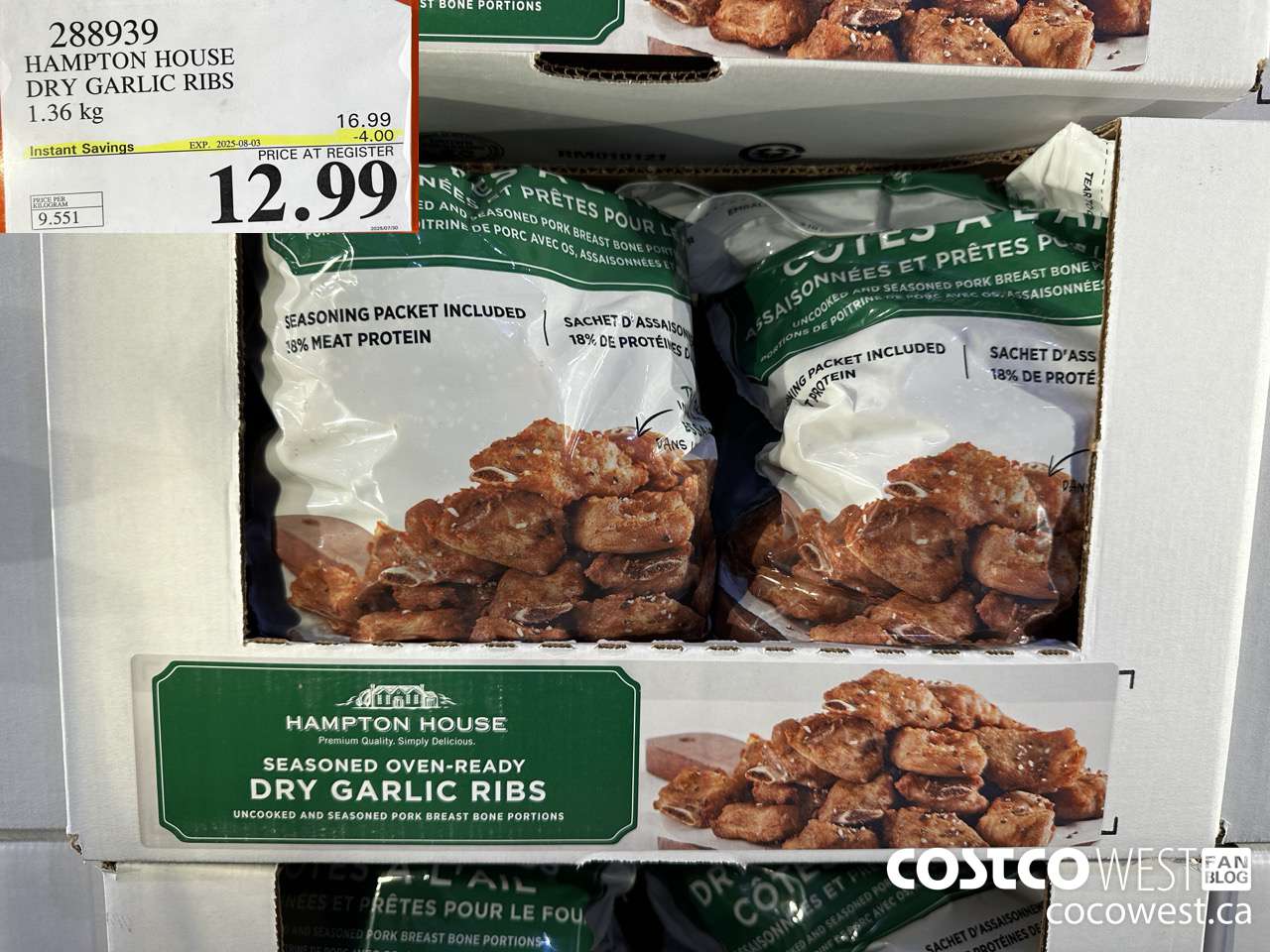 288939 HAMPTON HOUSE DRY GARLIC RIBS 1.36 kg ($4.00 INSTANT SAVINGS EXPIRES ON 2025-08-03) $12.99