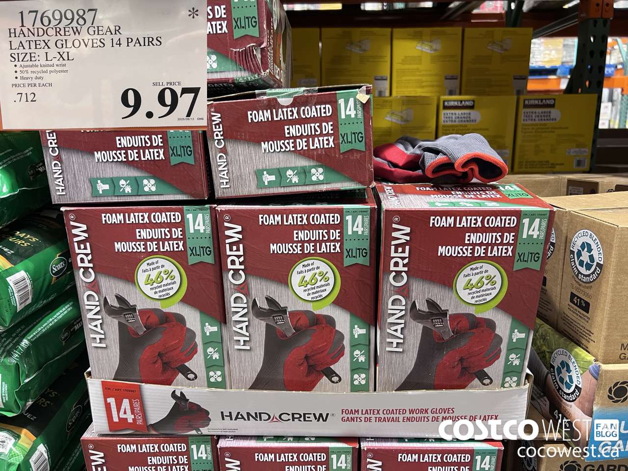 1769987 HANDCREW GEAR LATEX GLOVES 14 PAIR SIZE L-XL $9.97