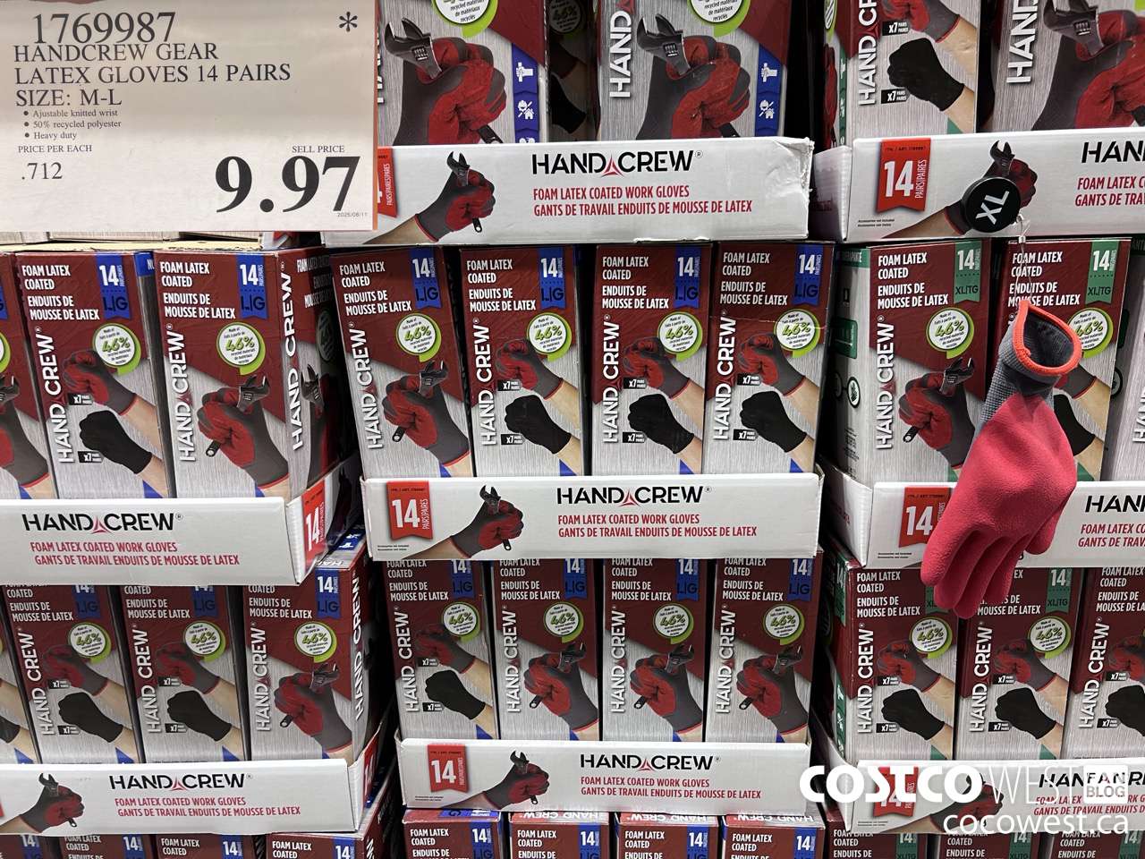 1769987 HANDCREW GEAR LATEX GLOVES 14 PAIR SIZE M-L $9.97