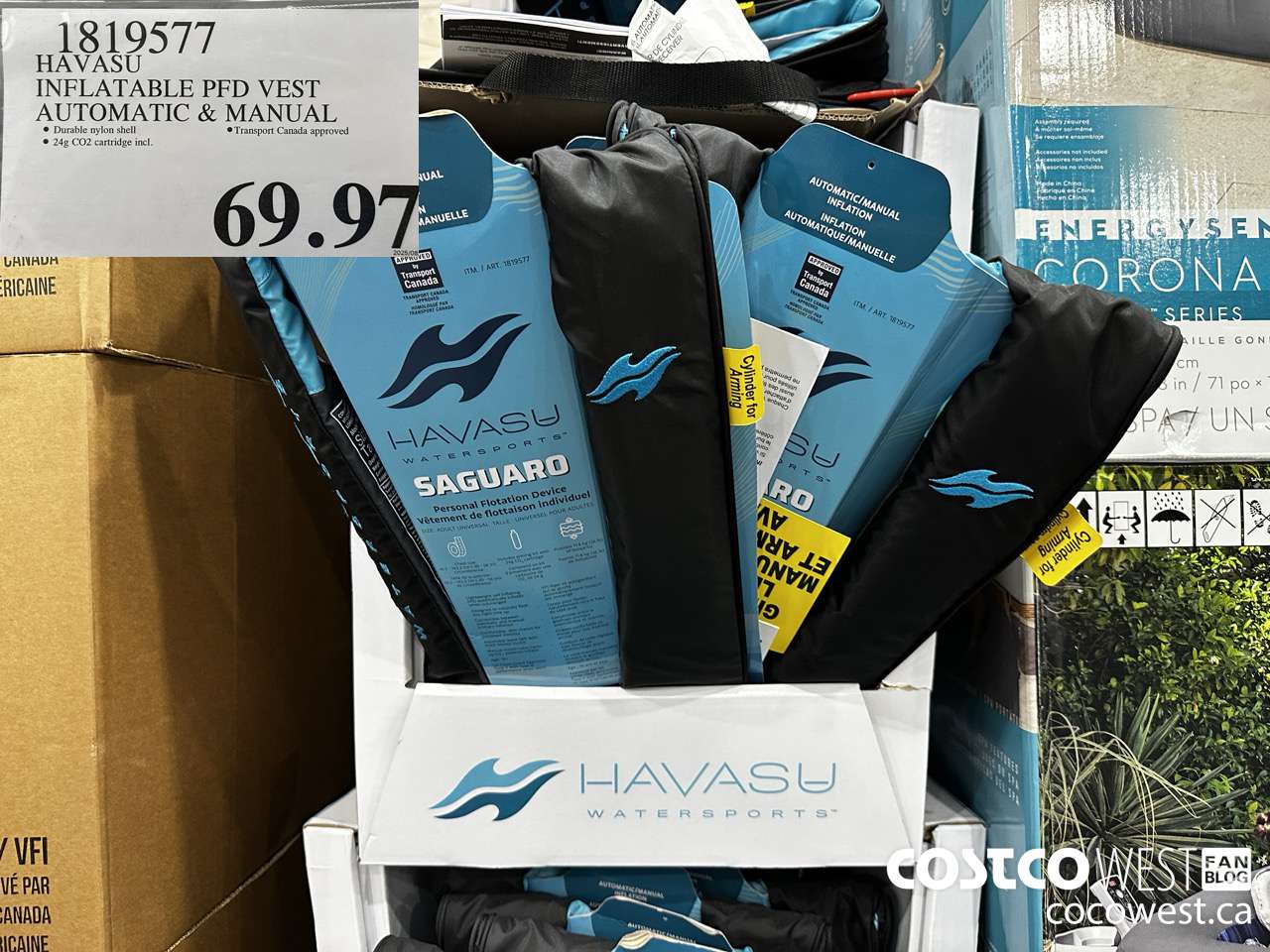 1819577 HAVASU INFLATABLE PFD VEST AUTOMATIC & MANUAL $69.97