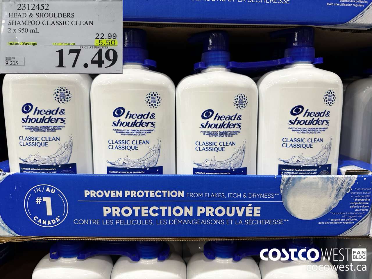 2312452 HEAD & SHOULDERS SHAMPOO CLASSIC CLEAN 2 X 950 ML ($5.50 INSTANT SAVINGS EXPIRES ON 2025-08-31) $17.49