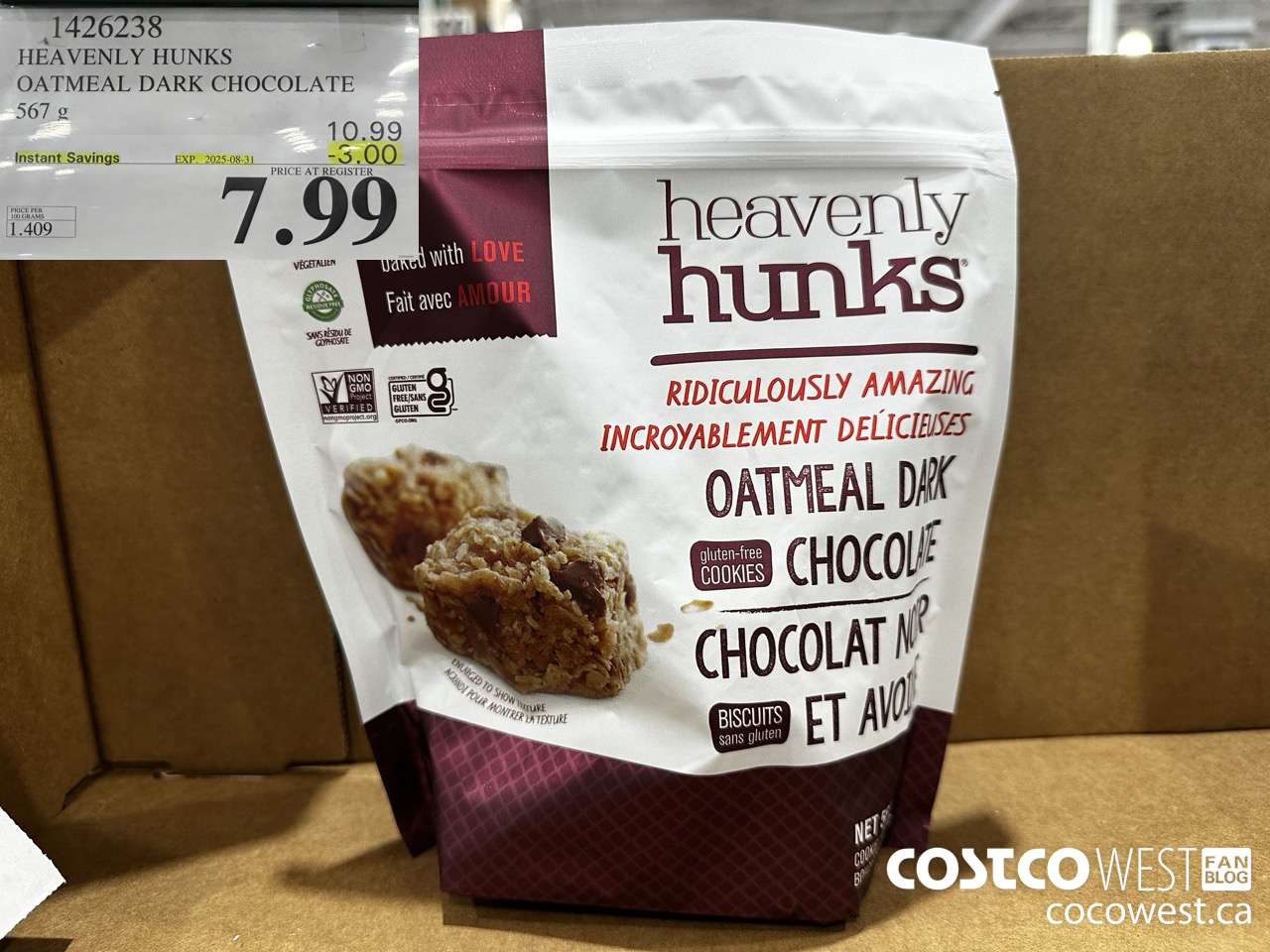 1426238 HEAVENLY HUNKS OATMEAL DARK CHOCOLATE 567g ($3.00 INSTANT SAVINGS EXPIRES ON 2025-08-31) $7.99