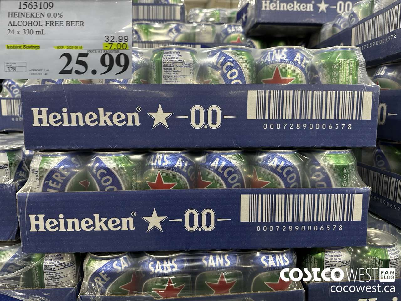 1563109 HEINEKEN 0% CANETTES 24 X 330 ML ($7.00 INSTANT SAVINGS EXPIRES ON 2025-08-03) $25.99