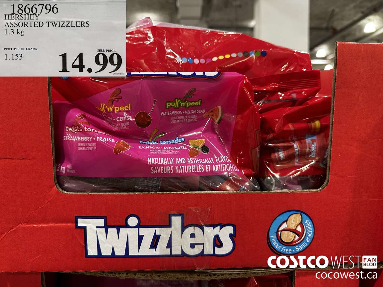 1866796 HERSHEY ASSORTED TWIZZLERS 1.3KG $14.99