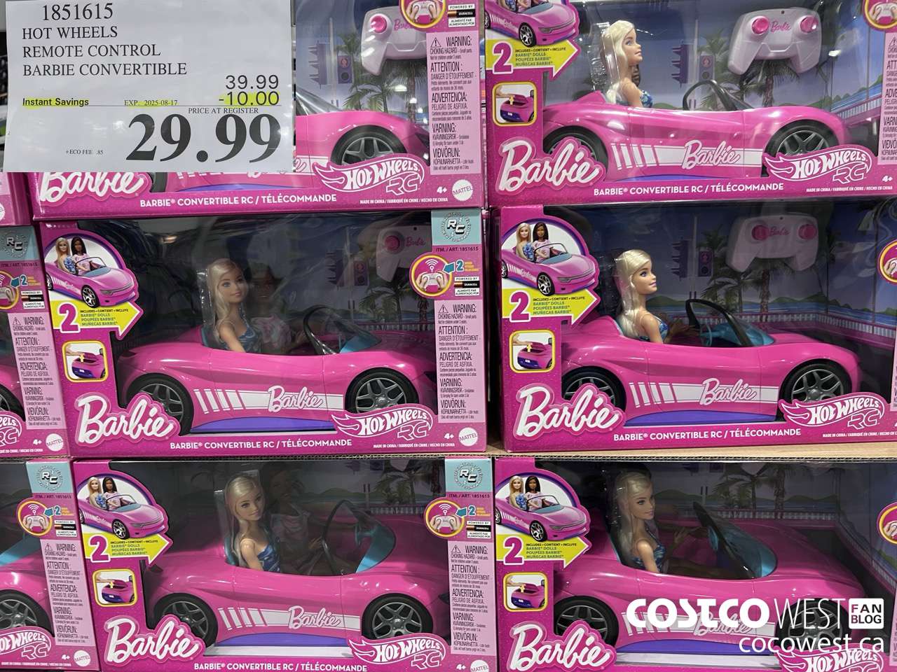 1851615 HOT WHEELS REMOTE CONTROL BARBIE CONVERTIBLE ($10.00 INSTANT SAVINGS EXPIRES ON 2025-08-17) $29.99