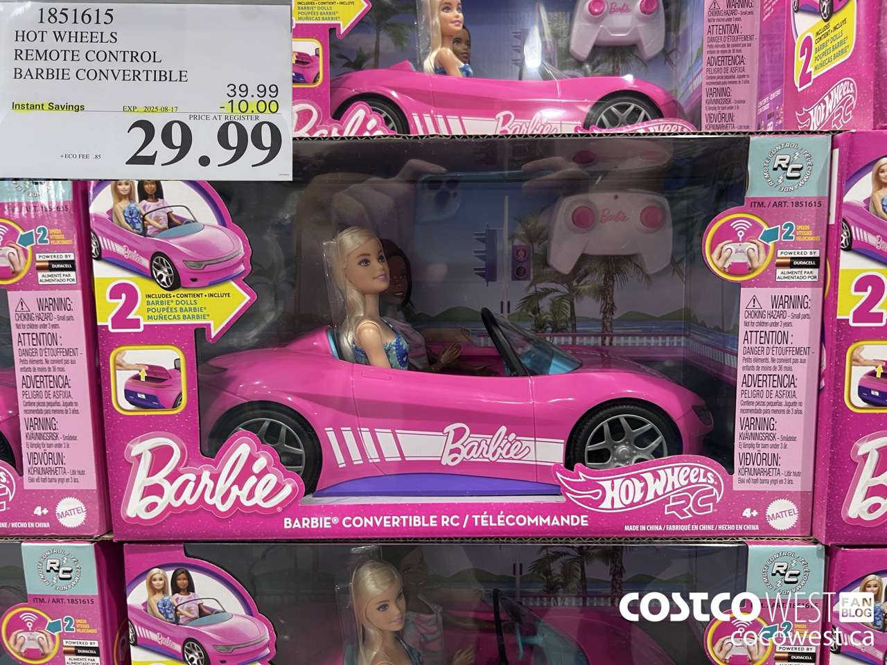 1851615 HOT WHEELS REMOTE CONTROL BARBIE CONVERTIBLE ($10.00 INSTANT SAVINGS EXPIRES ON 2025-08-17) $29.99