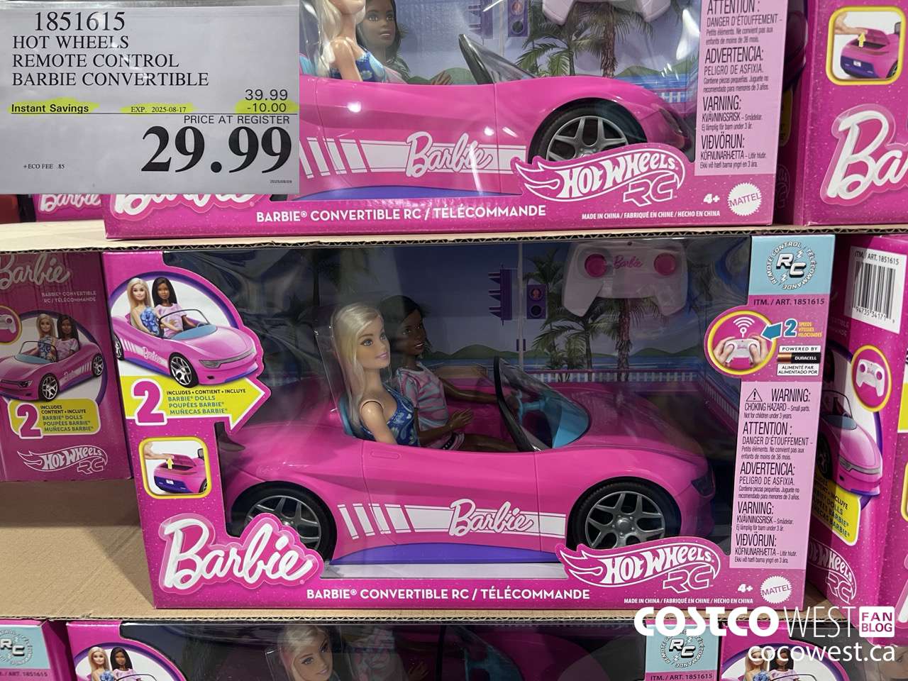 1851615 HOT WHEELS REMOTE CONTROL BARBIE CONVERTIBLE ($10.00 INSTANT SAVINGS EXPIRES ON 2025-08-17) $29.99