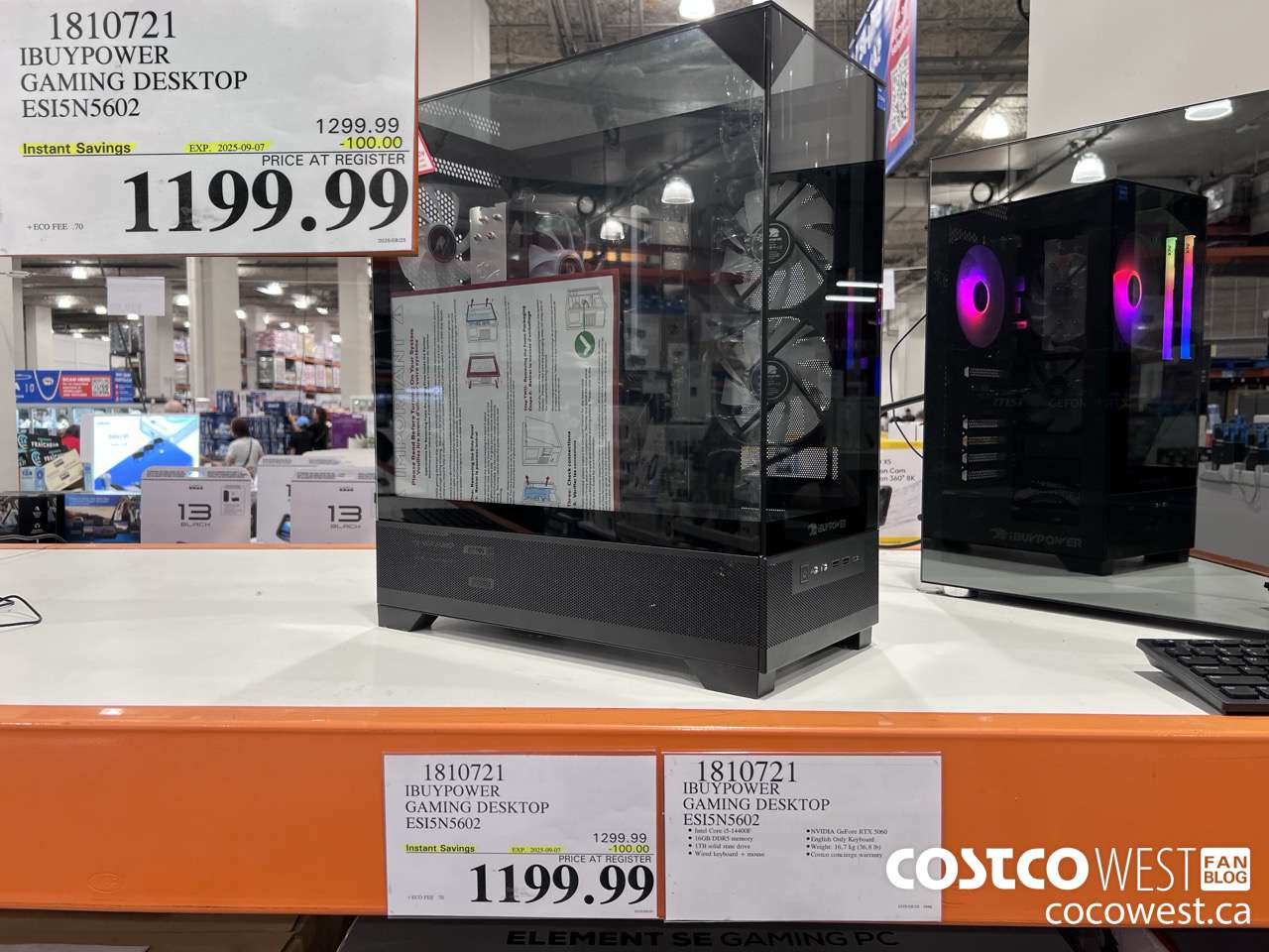 1810721 IBUYPOWER GAMING DESKTOP ESI5N5602 ($100.00 INSTANT SAVINGS EXPIRES ON 2025-09-07) $1199.99