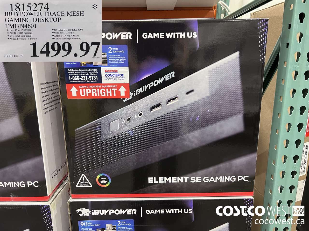 1815274 IBUYPOWER TRACE MESH GAMING DESKTOP TMI7N4601 $1499.97