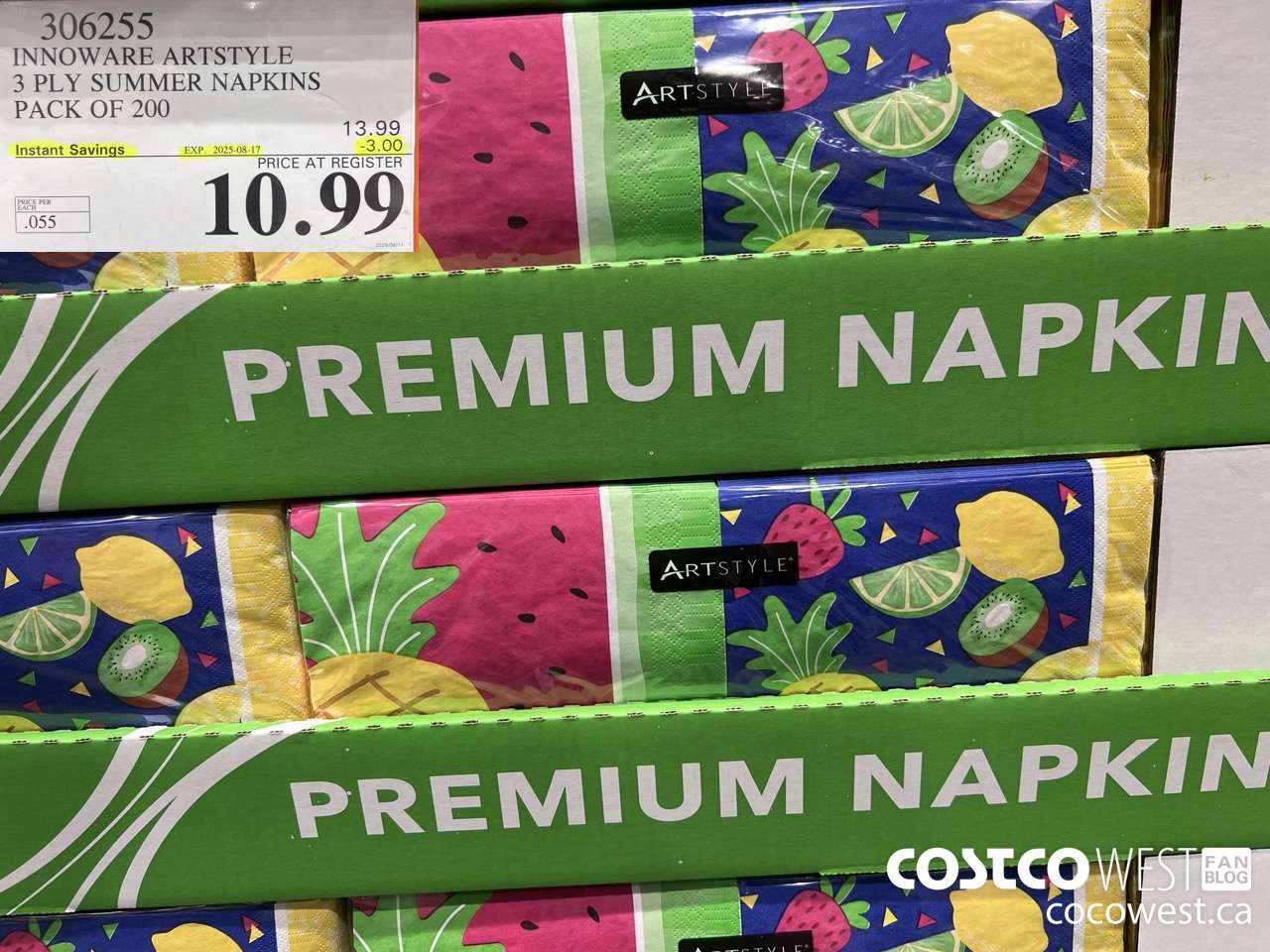 306255 INNOWARE ARTSTYLE 3 PLY SUMMER NAPKINS PACK OF 200 ($3.00 INSTANT SAVINGS EXPIRES ON 2025-08-17) $10.99