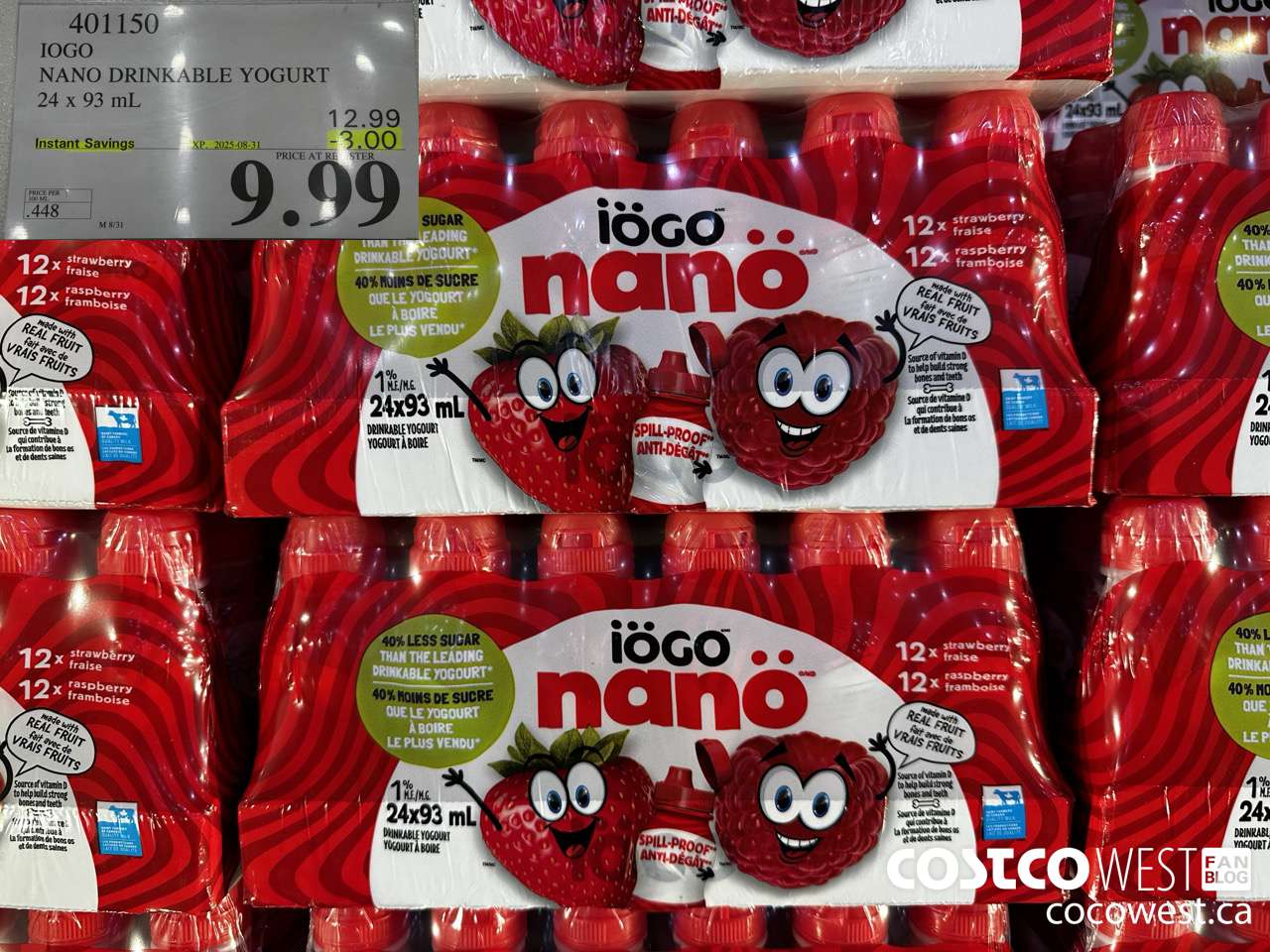 401150 IOGO NANO DRINKABLE YOGURT 24 x 93 mL ($3.00 INSTANT SAVINGS EXPIRES ON 2025-08-31) $9.99