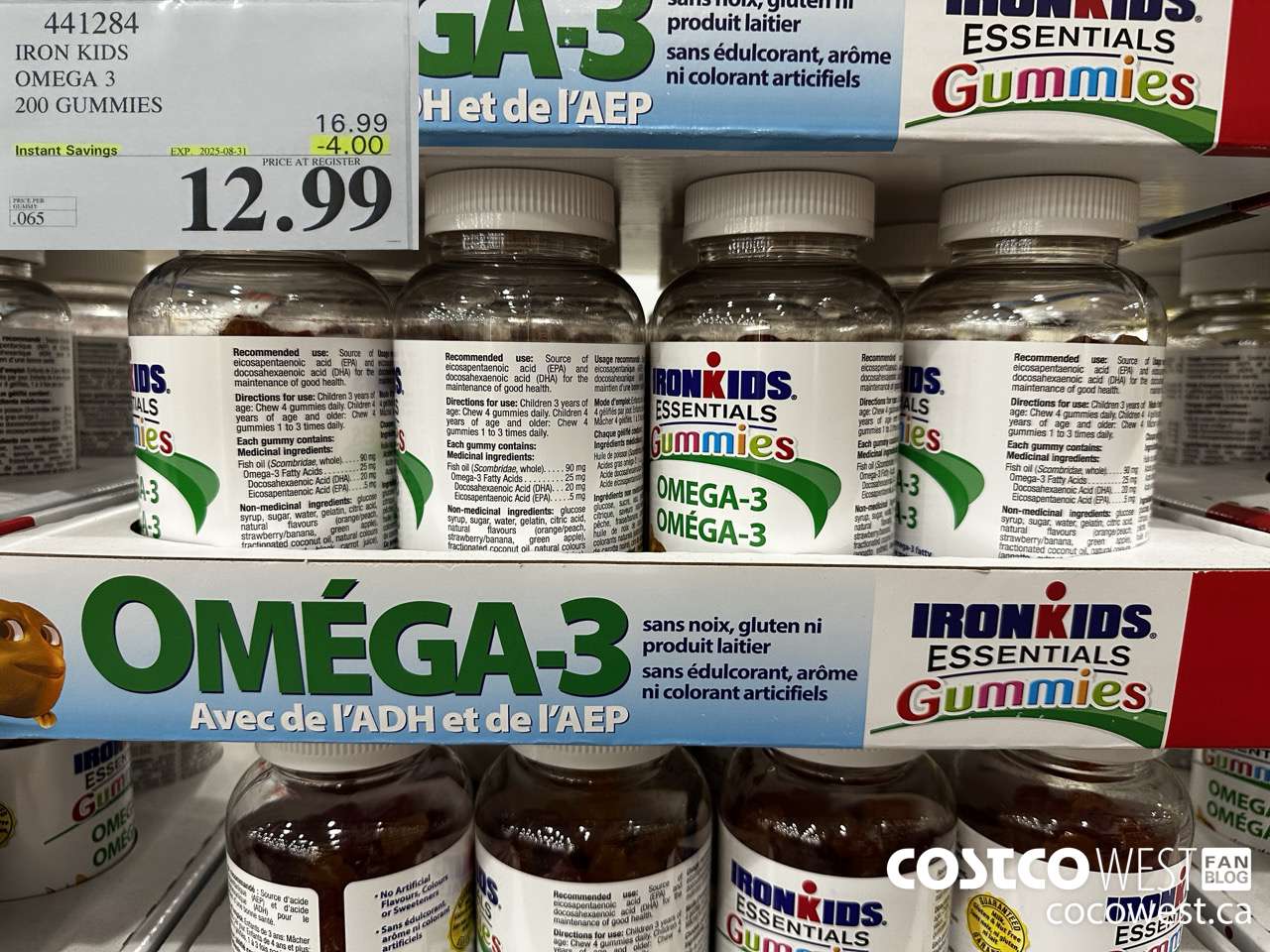 441284 IRON KIDS OMEGA 3 200 GUMMIES ($4.00 INSTANT SAVINGS EXPIRES ON 2025-08-31) $12.99