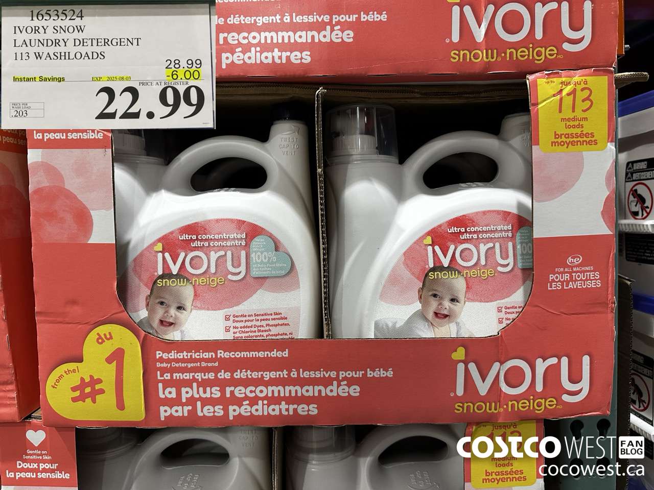 1653524 IVORY SNOW LAUNDRY DETERGENT 113 WASHLOADS ($6.00 INSTANT SAVINGS EXPIRES ON 2025-08-03) $22.99